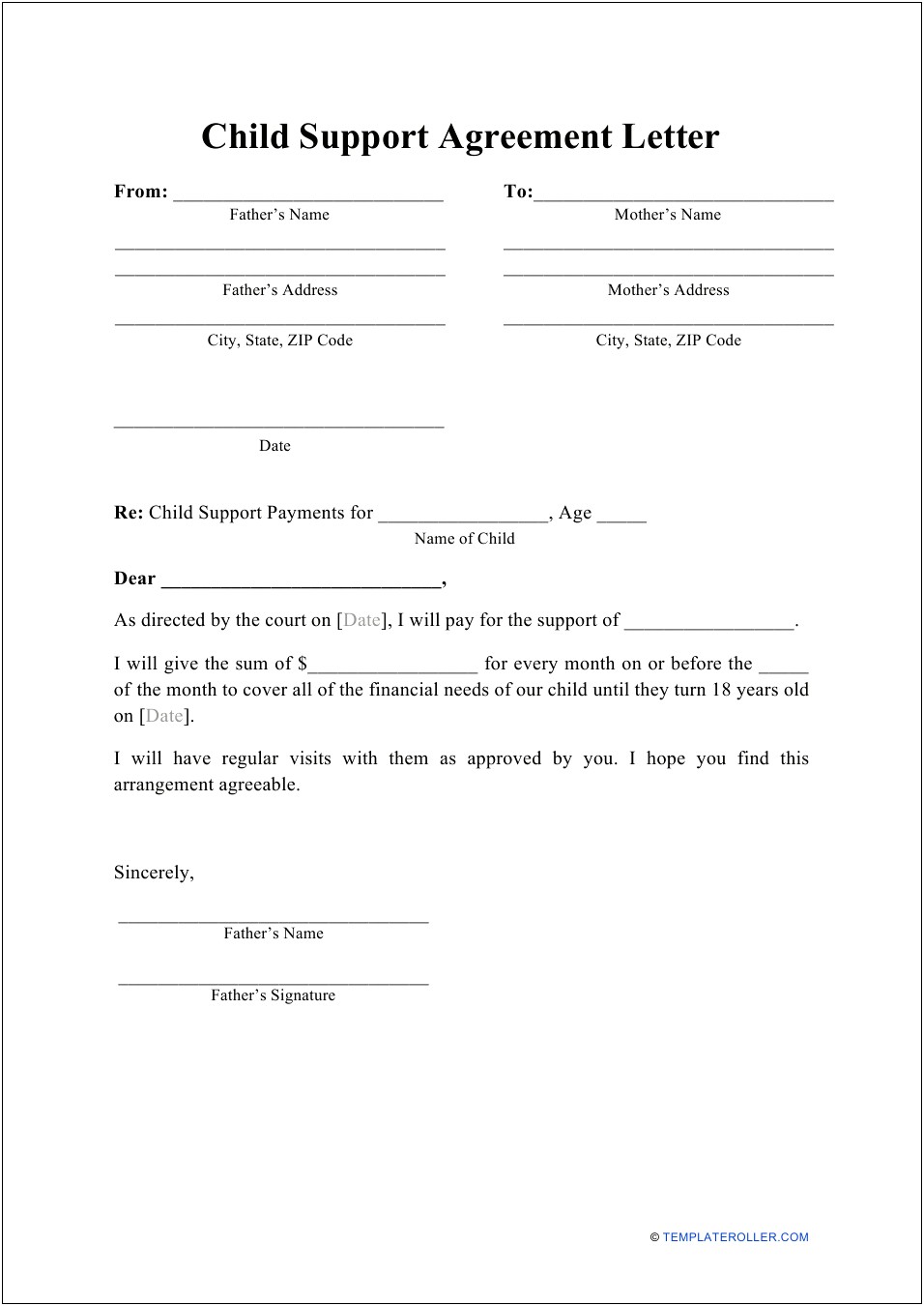 Parenting Plan Template Free Washington State