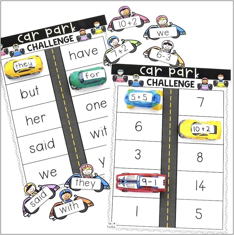 Parking Lot Template For Sight Words