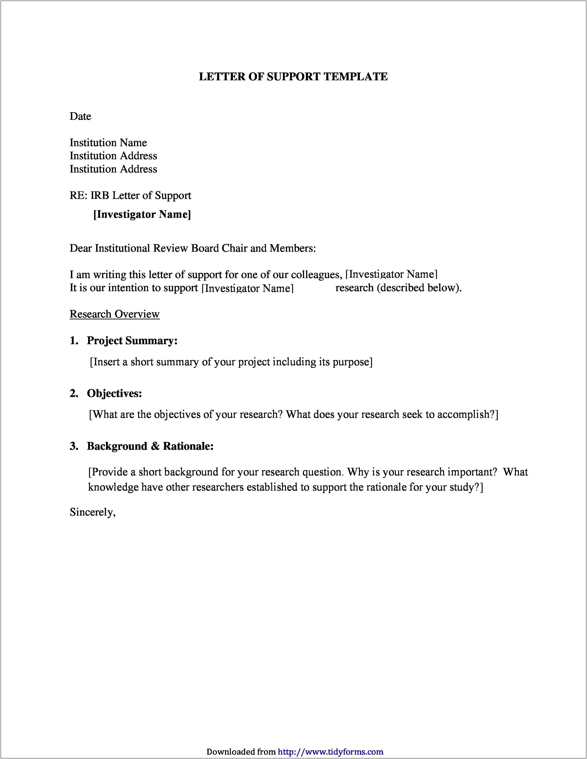 Parole Board Letter Of Support Template