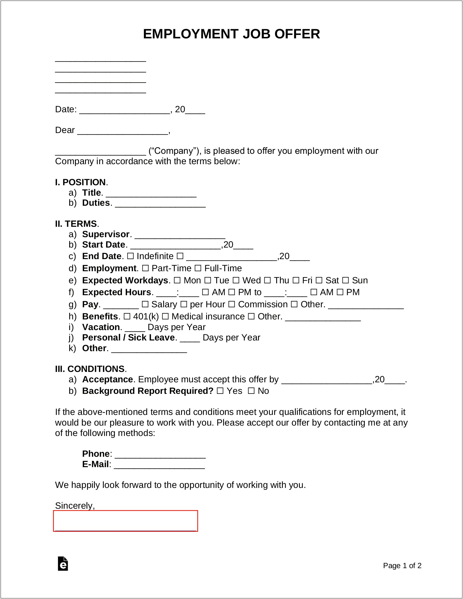 Part Time To Full Time Offer Letter Template