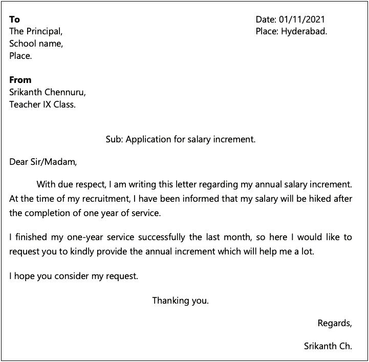 Pay Raise Letter To Employer Template