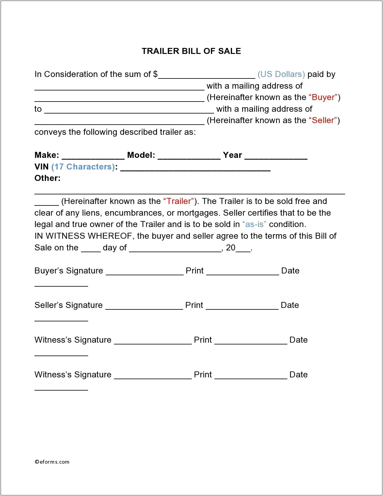 Payment Plan Contract Template To Buy A Trailer