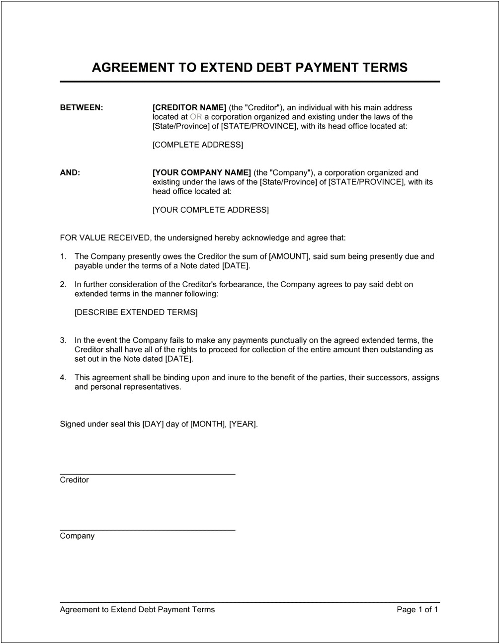 Payment Plan Letter Template To Creditor