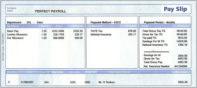 Payslip Excel Templates Free Download Uk