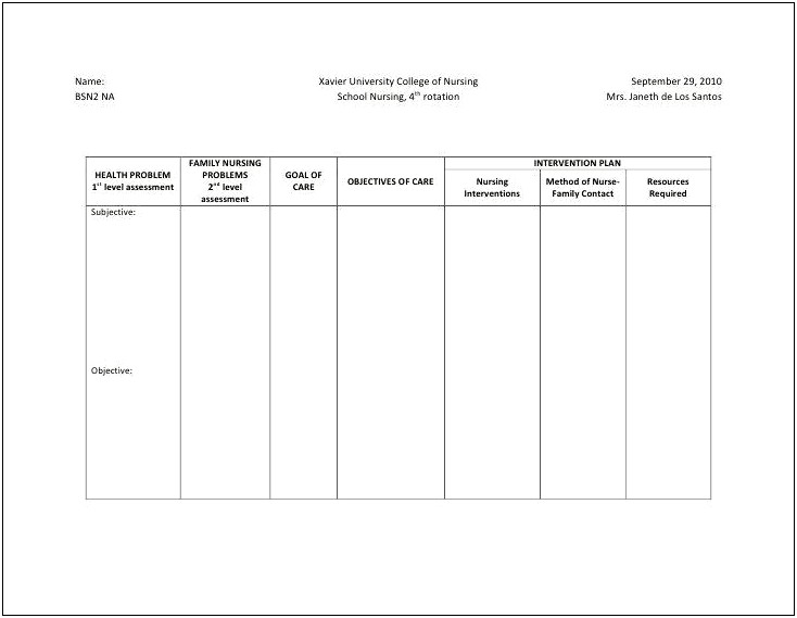 Pdf Blank Nursing Care Plan Templates