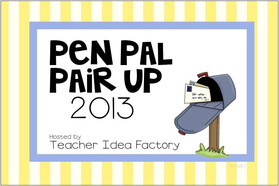 Pen Pal Letter Template 1st Grade