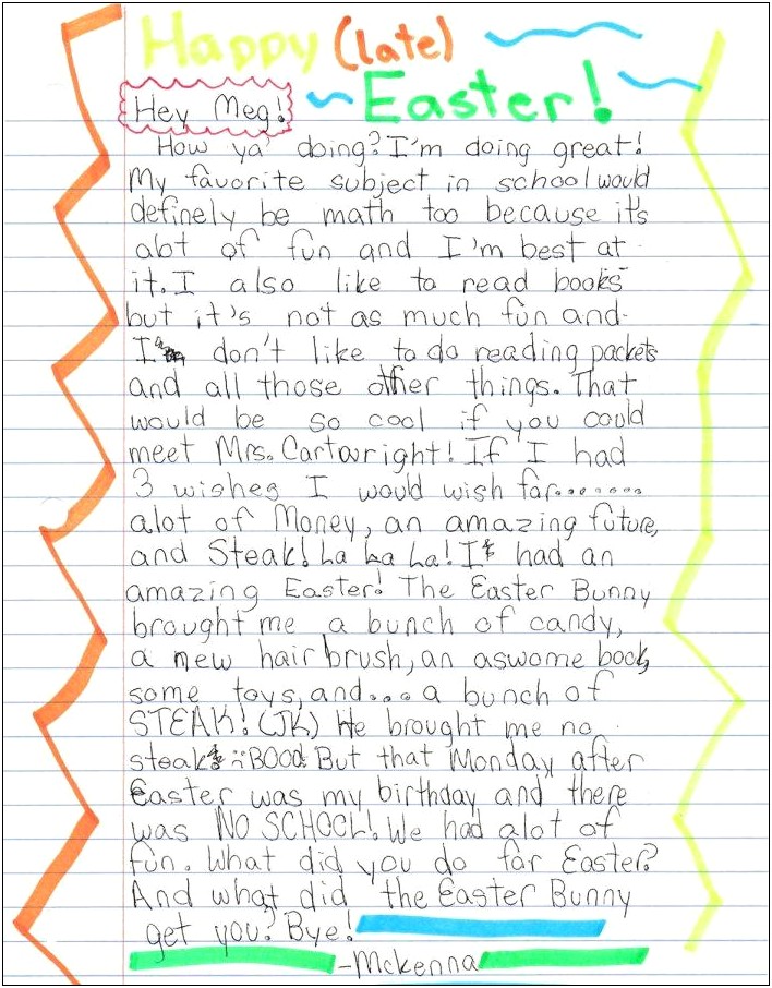 Pen Pal Letter Template For Kids