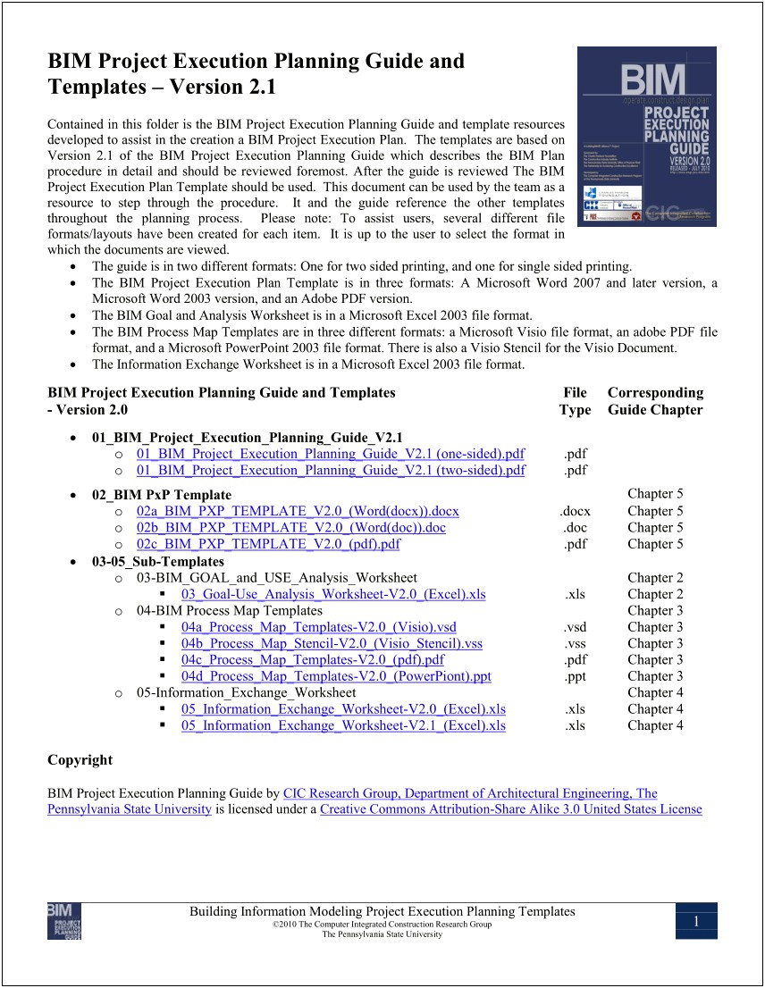 Penn State Bim Execution Plan Template