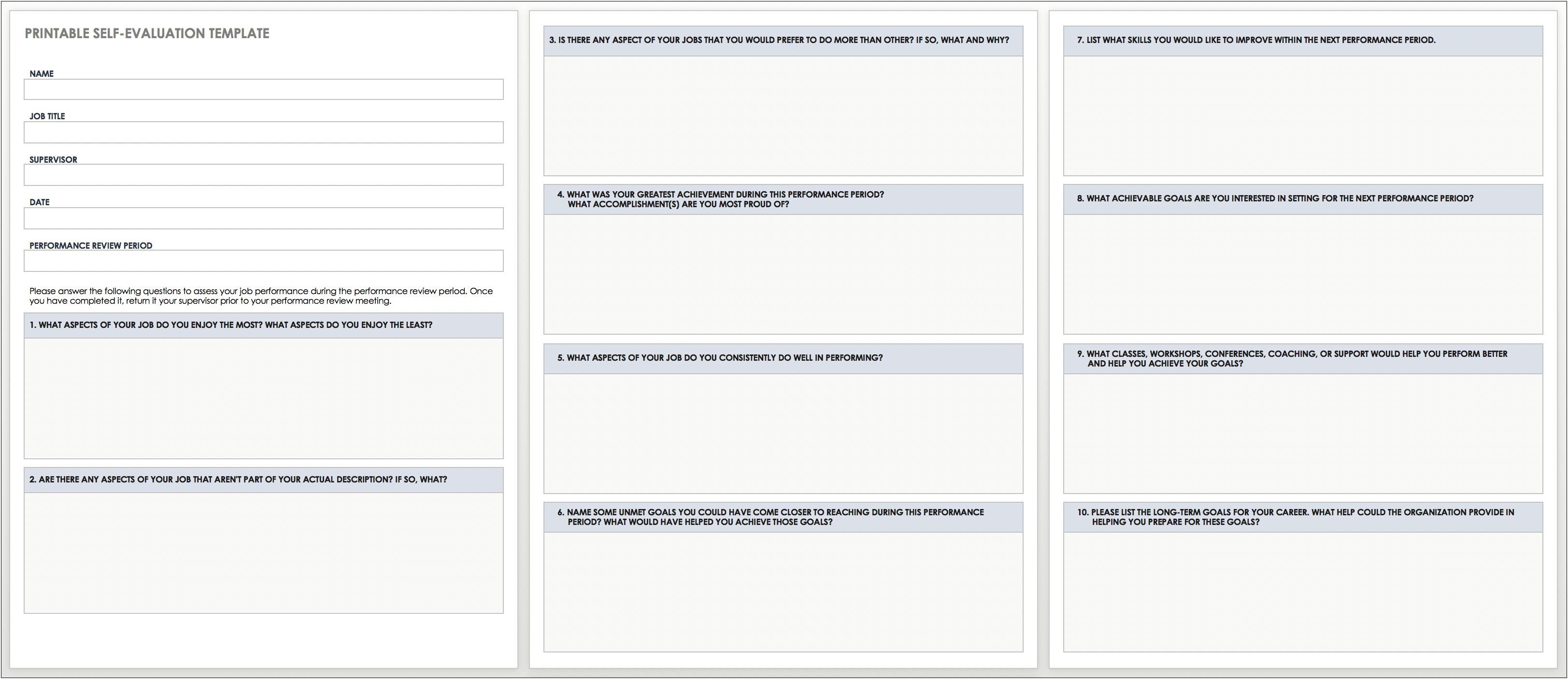 Performance Evaluation Word Or Pages Template