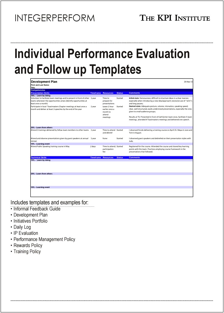 Performance Improvement Plan Follow Up Template