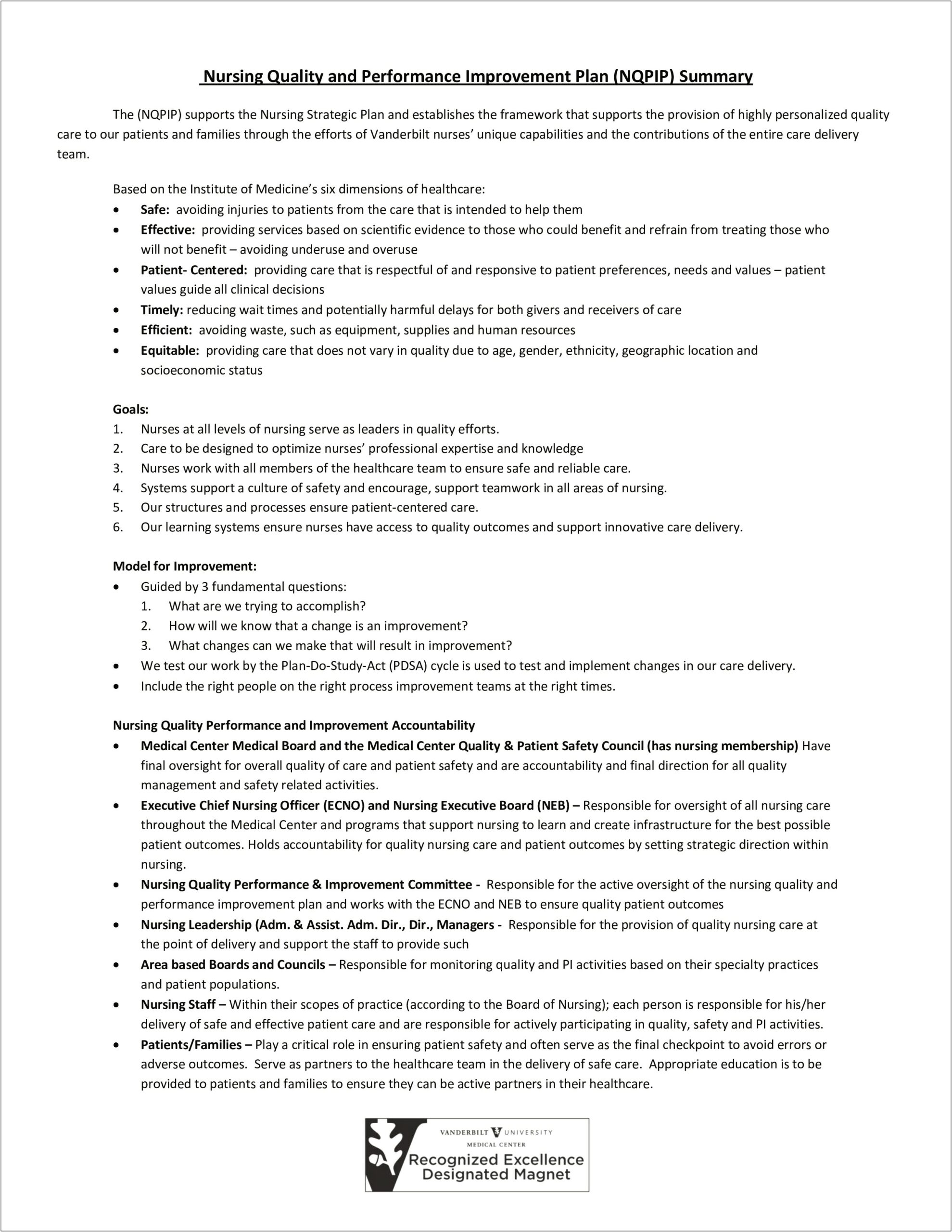 Performance Improvement Plan Template For Home Health Care