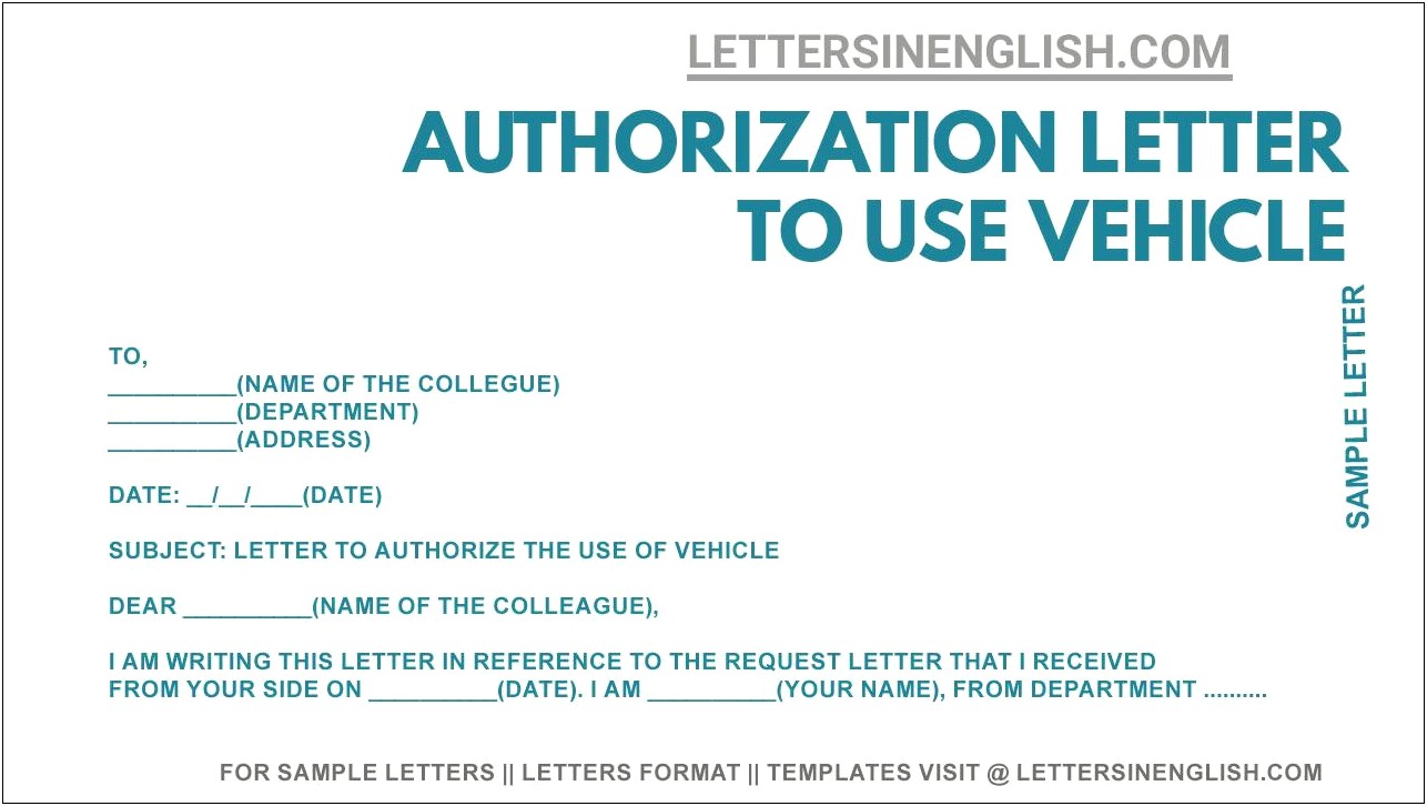 Permission To Register Vehicle Letter Template