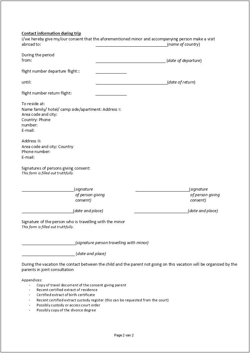 Permission To Take Child Abroad Letter Template Uk