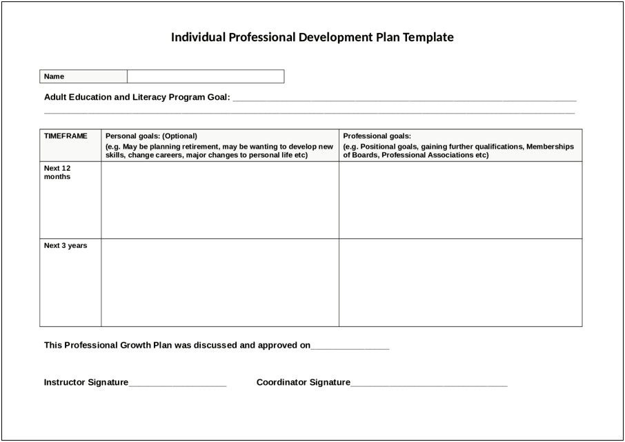 Personal And Professional Development Plan Templates