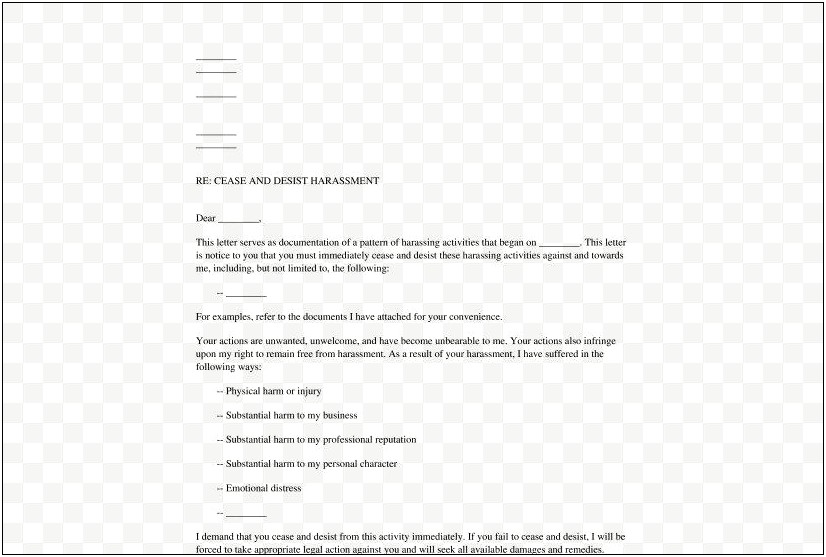 Personal Cease And Desist Letter Template