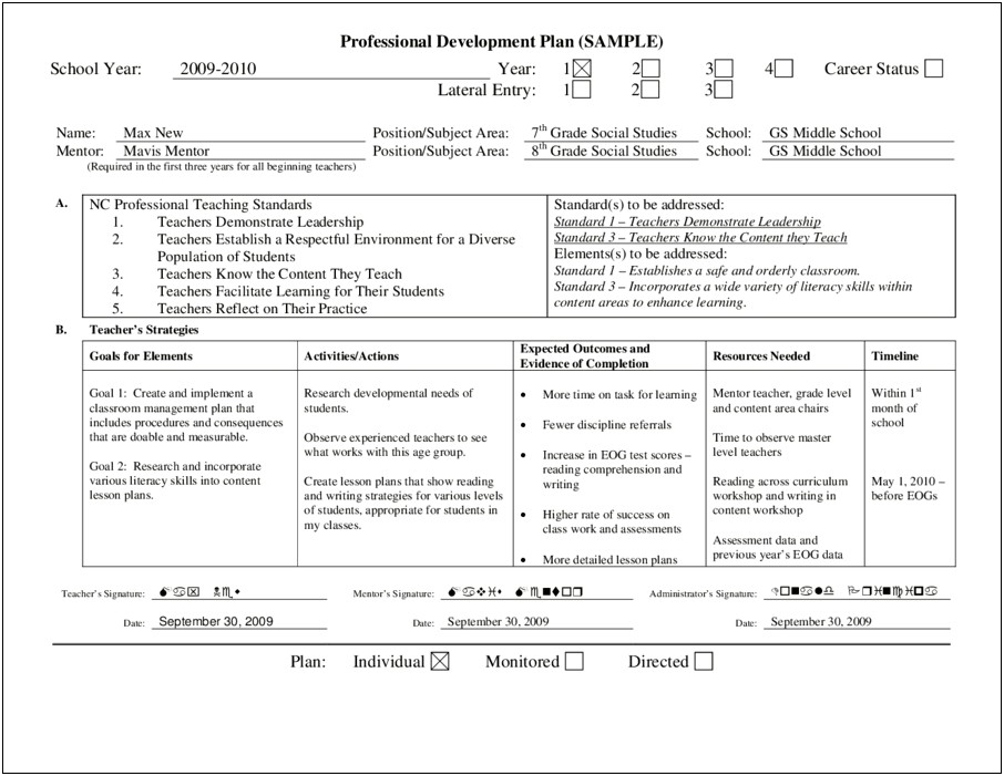 Personal Development Plan Template For Work