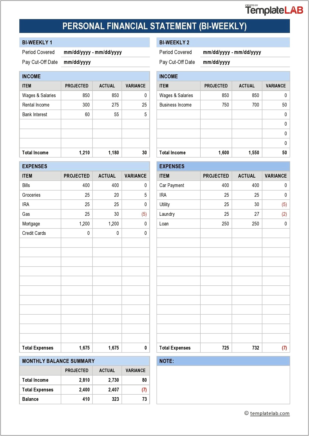 Personal Finance Personal Financial Planning Template