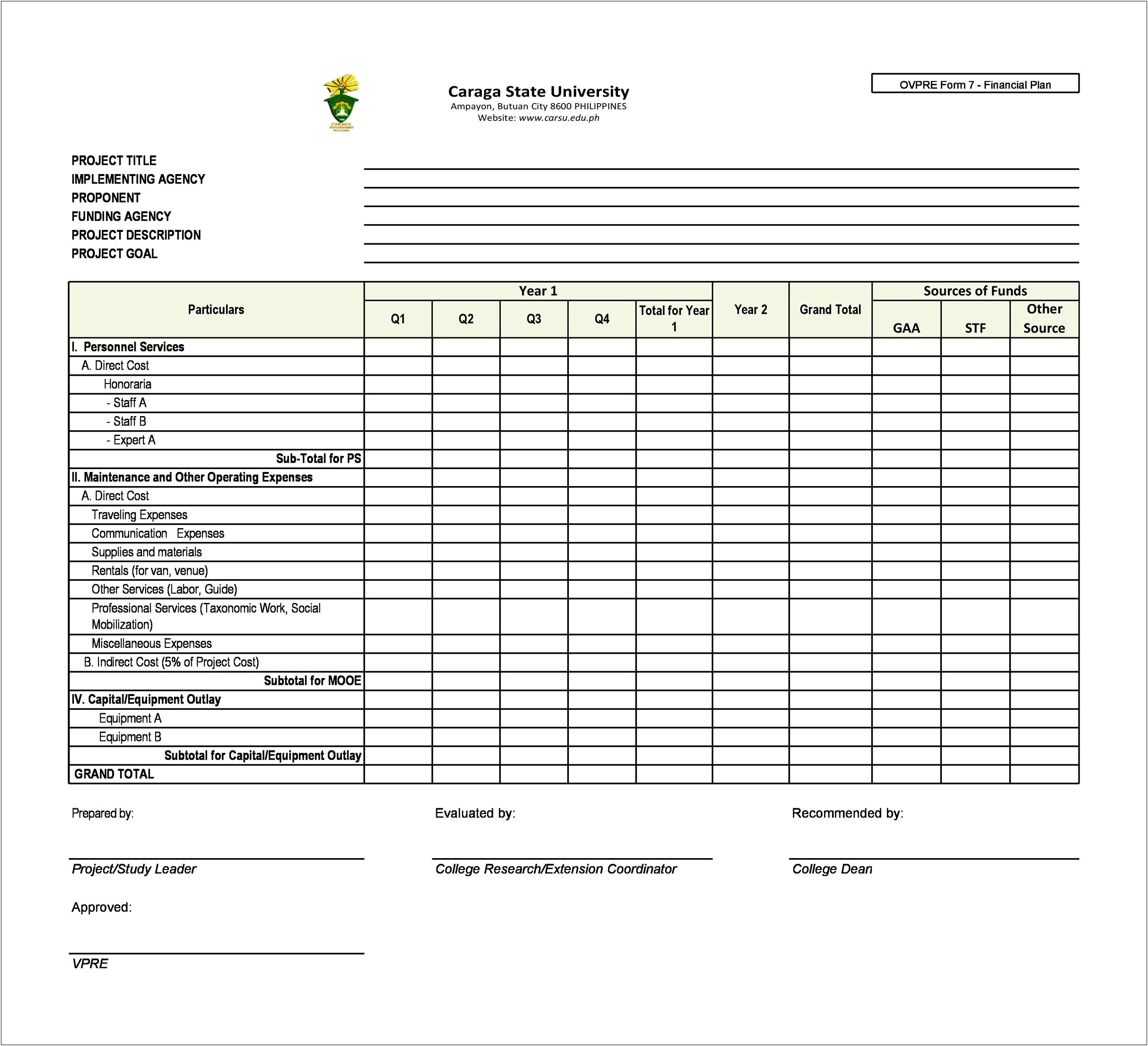 Personal Five Year Financial Plan Template