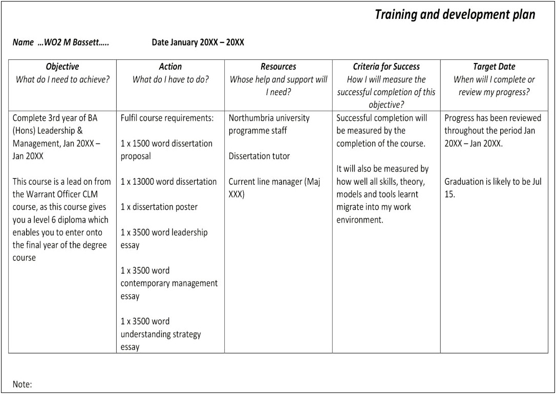 Personal Growth Plan Template For Students