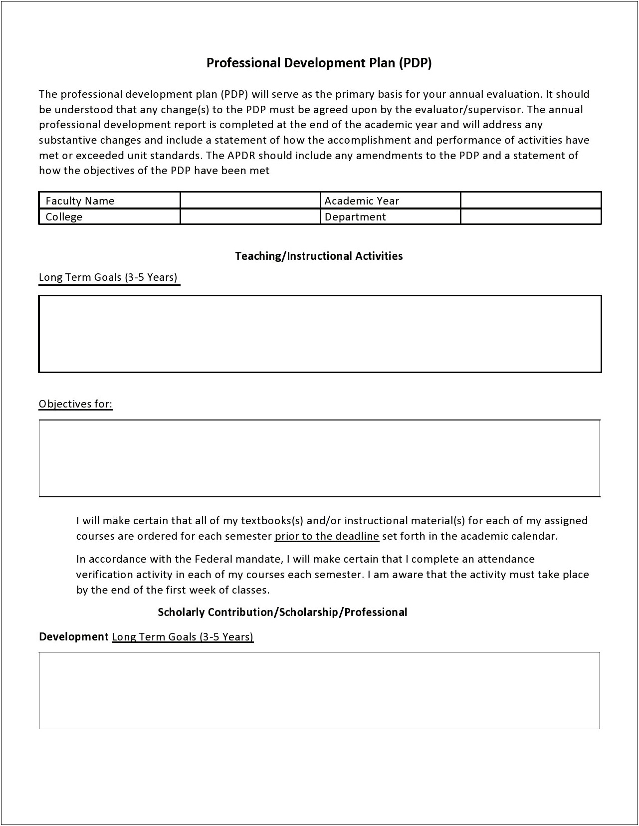 Personal Growth Plan Template For Teachers