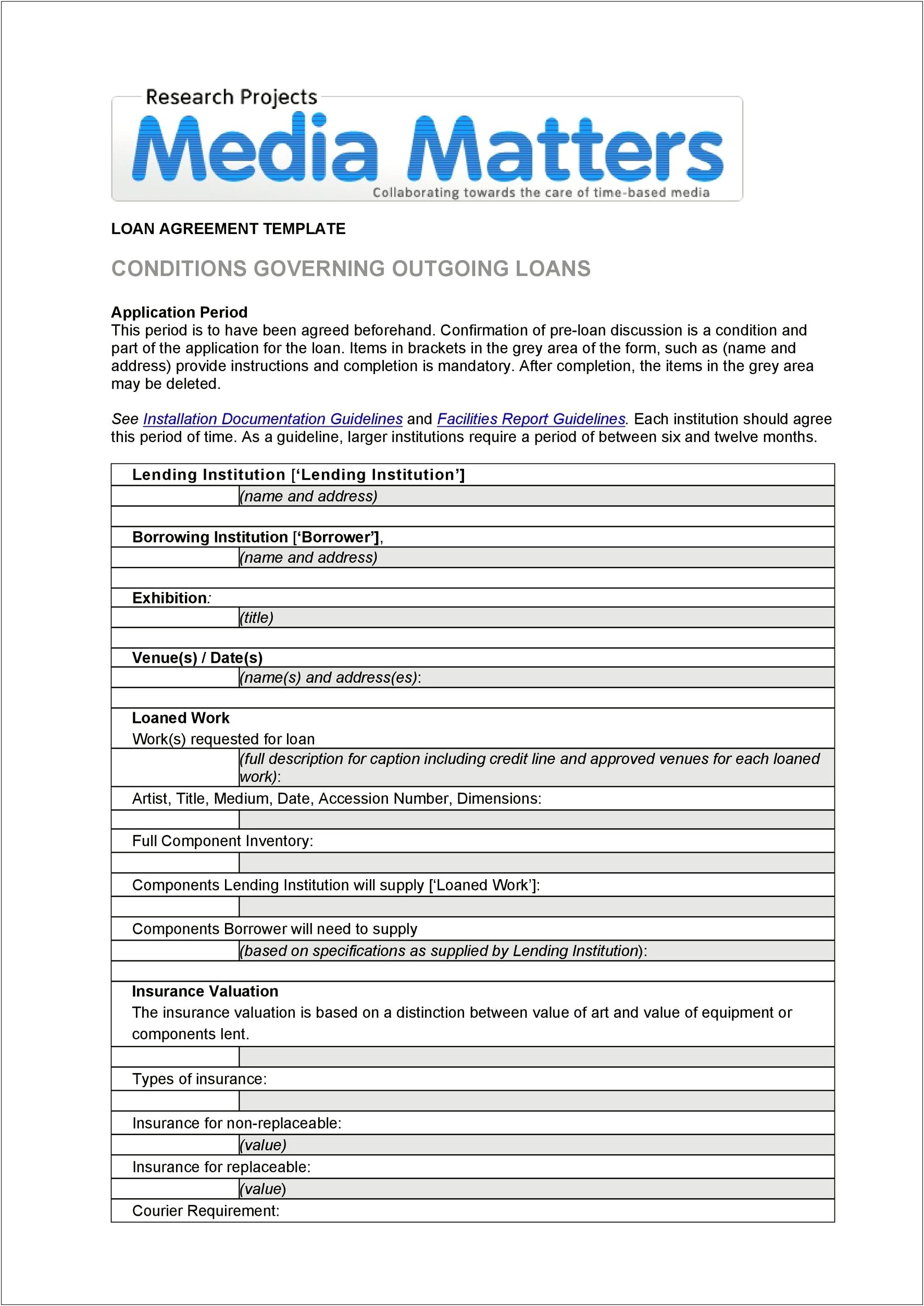 Personal Loan Agreement Template Uk Word
