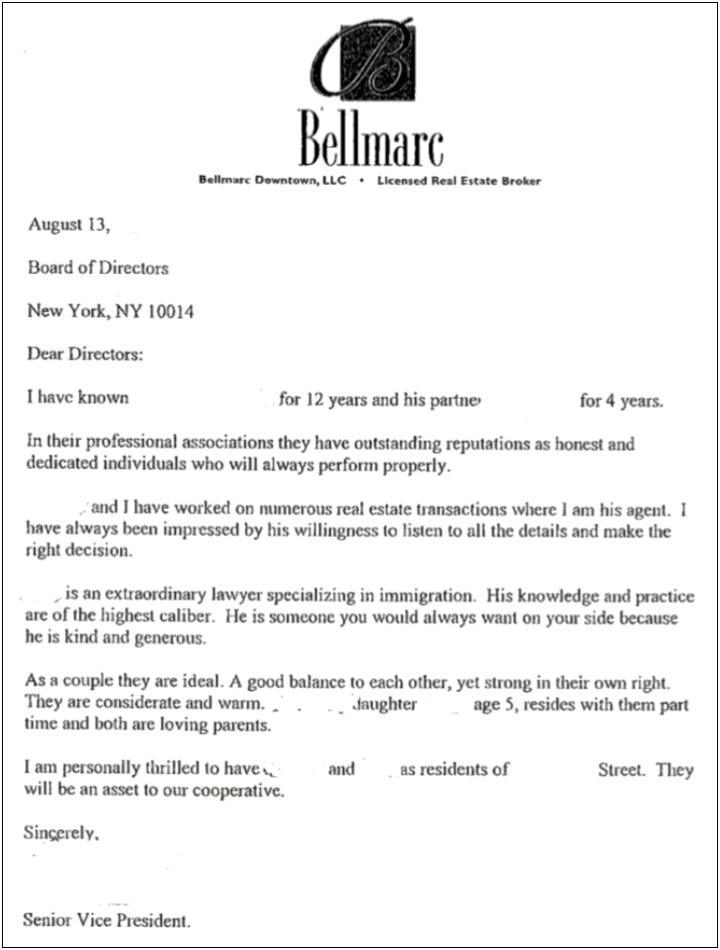 Personal Reference Letter Template Condo Board