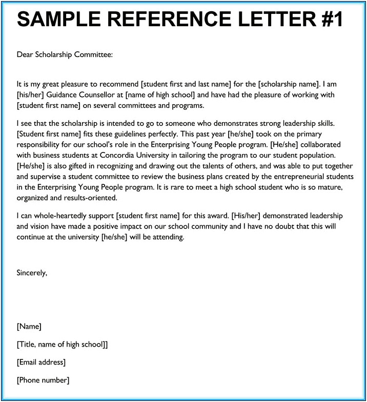 Personal Reference Letter Template For Elderly