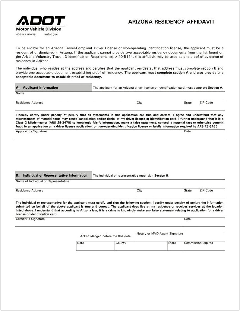 Personal Residency For Individual Letter Template