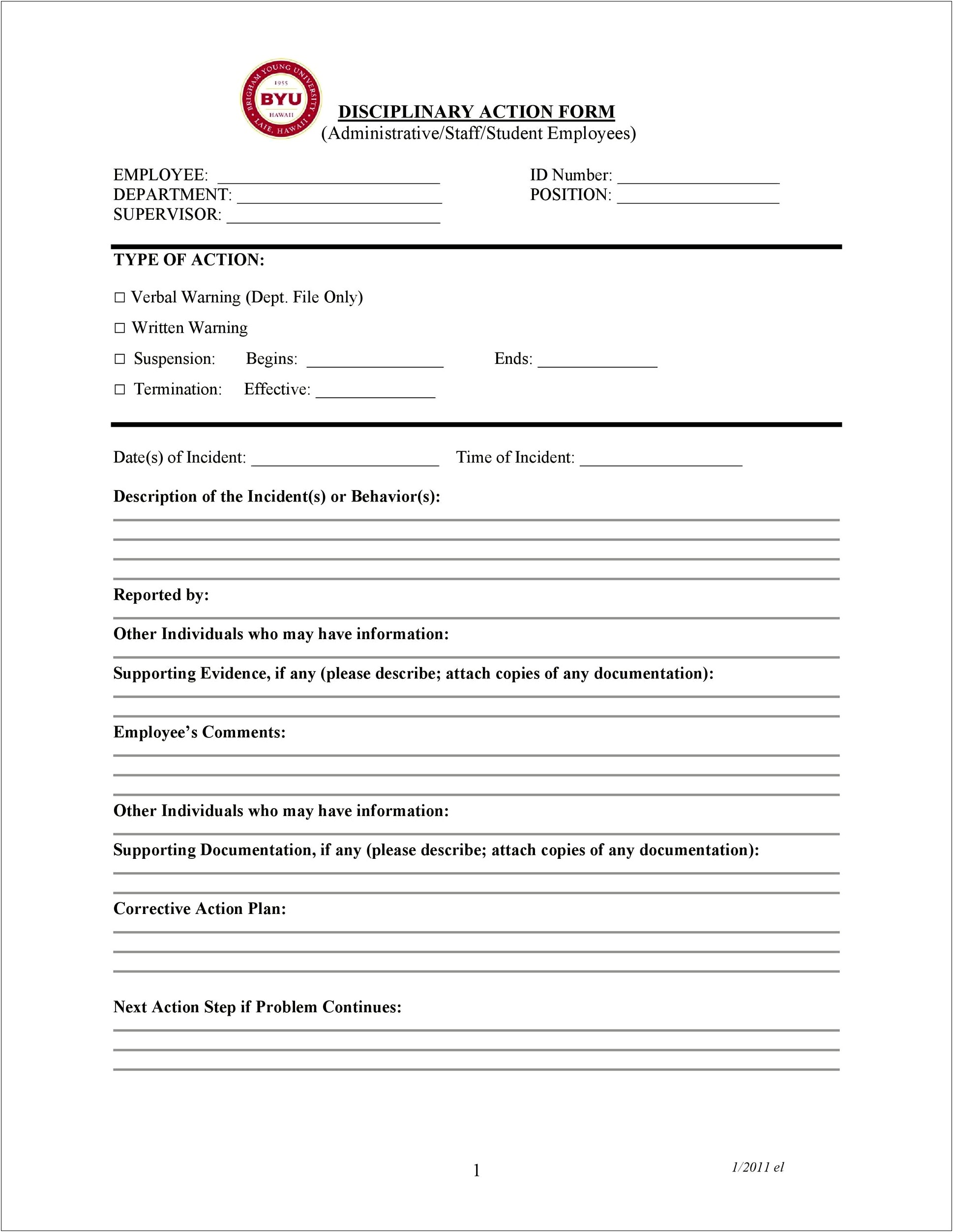 Personnel Action Form Template Word Doc