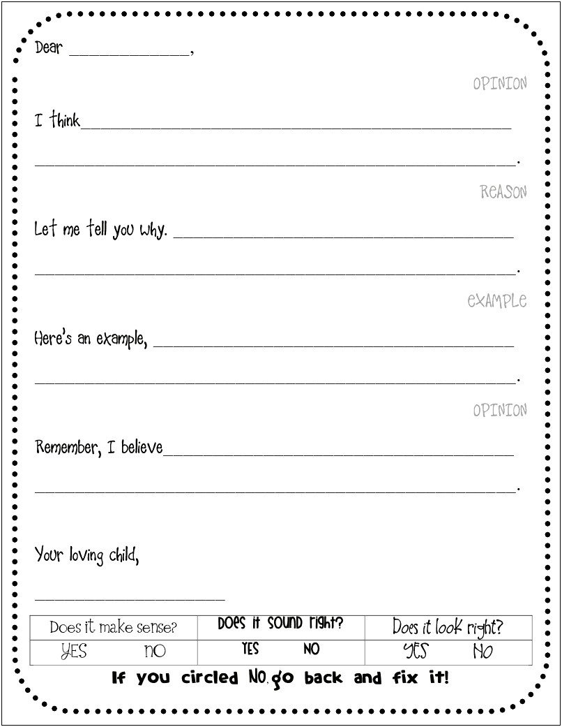 Persuasive Letter Writing Template 3rd Grade