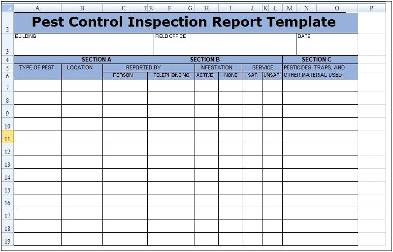 Pest Control Vehicle Inspection Sheet Template Word