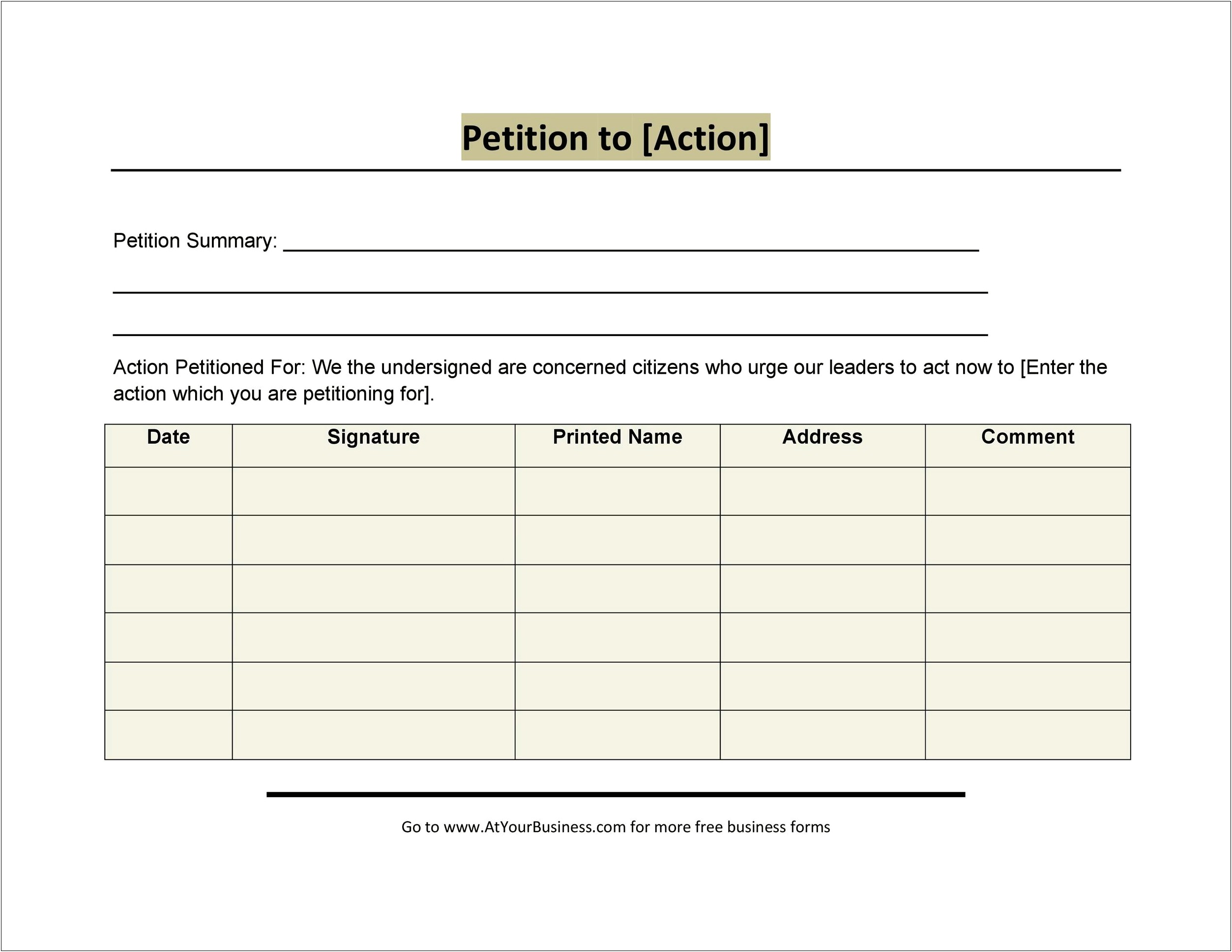 Petition Letter To Remove A Manager Template