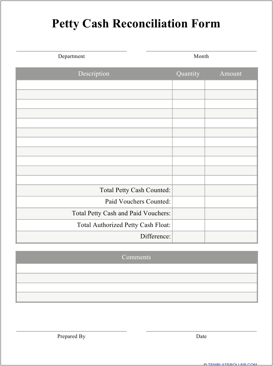 Petty Cash Log Excel Word Template