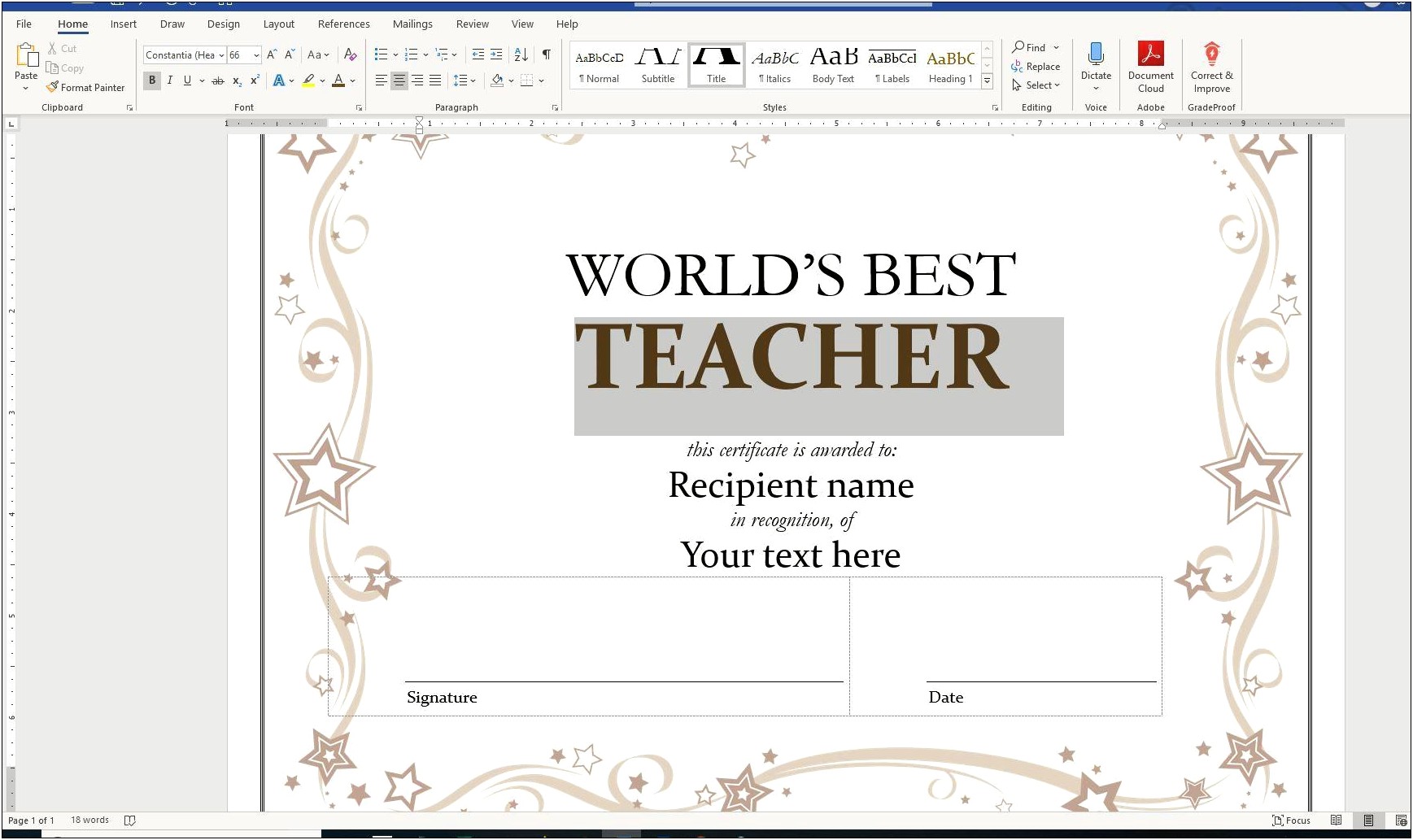 Photo Templates For Awards On Microsoft Word
