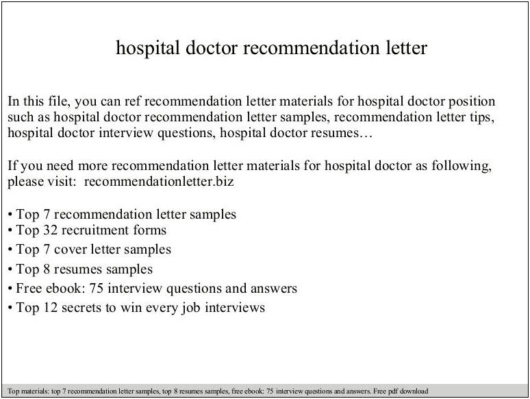 Physician Letter Of Recommendation Template Filetype Doc