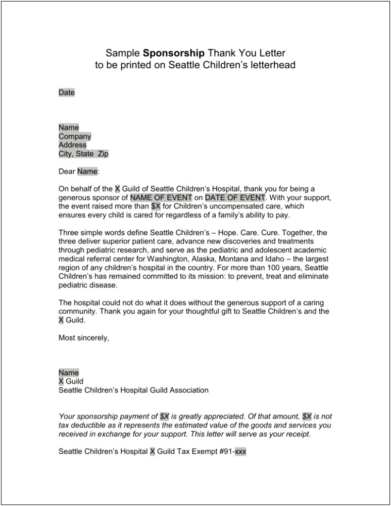 Physician Referral Thank You Letter Template