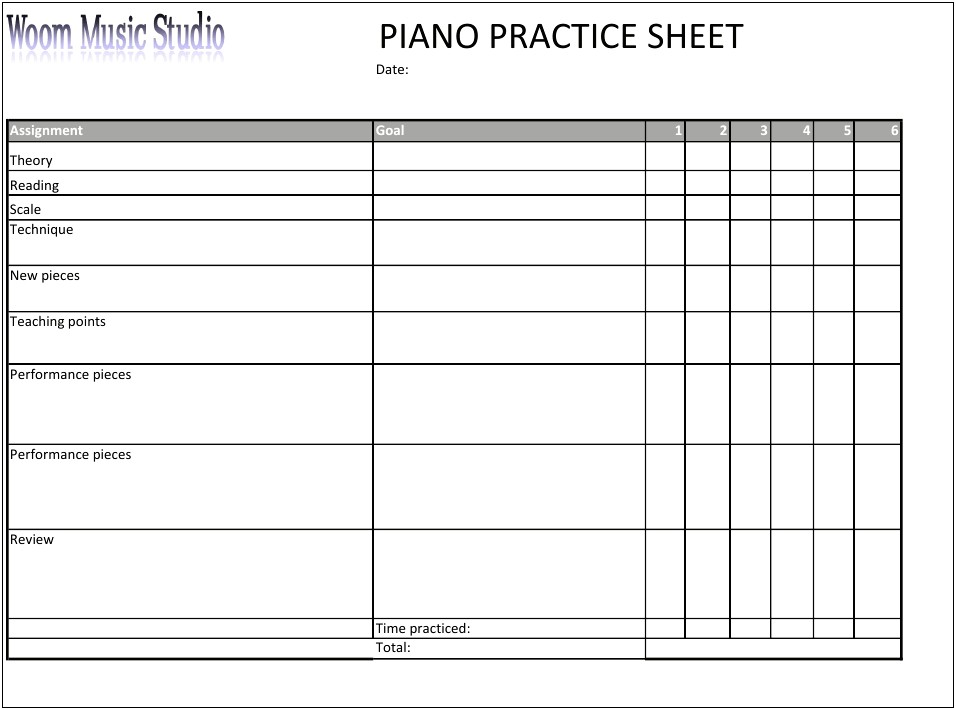 Piano Sheet Music Template For Word