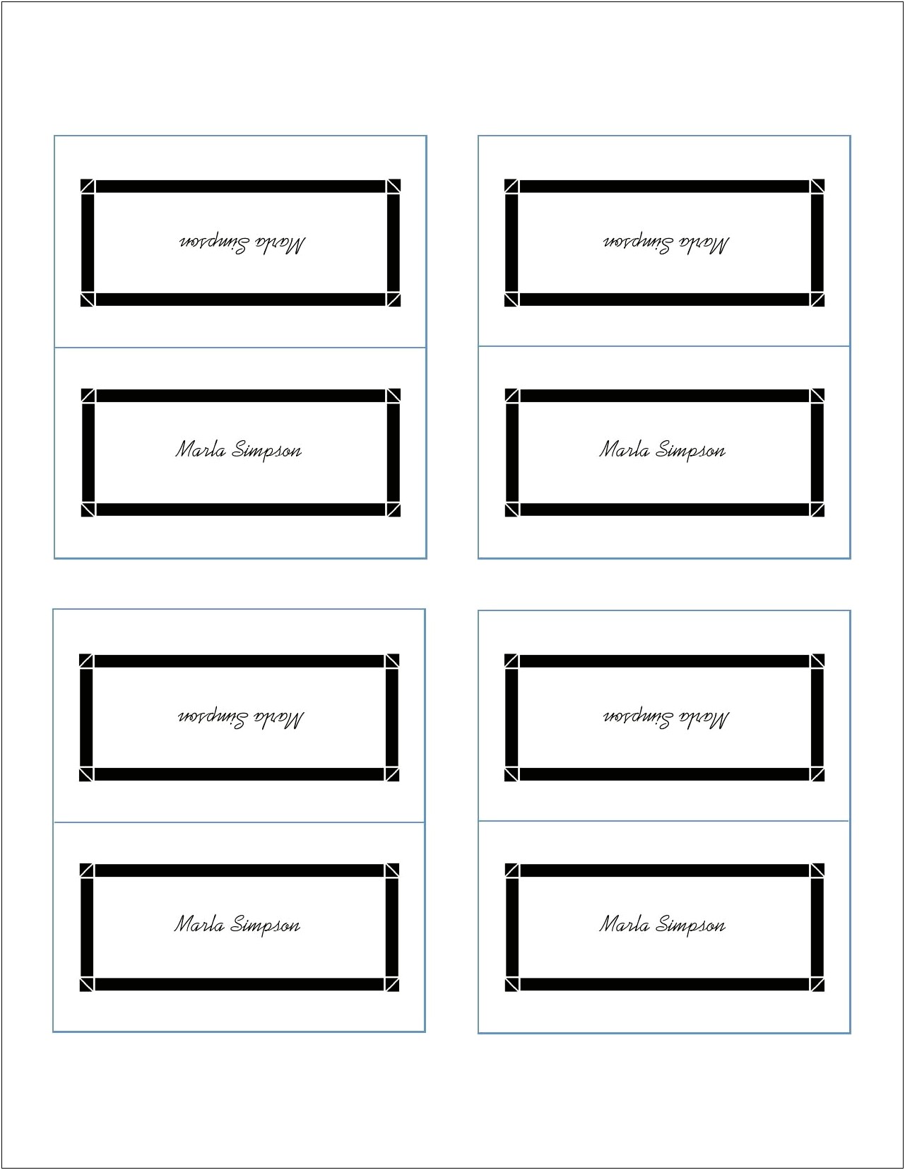 Place Card For Food Microsoft Word Template