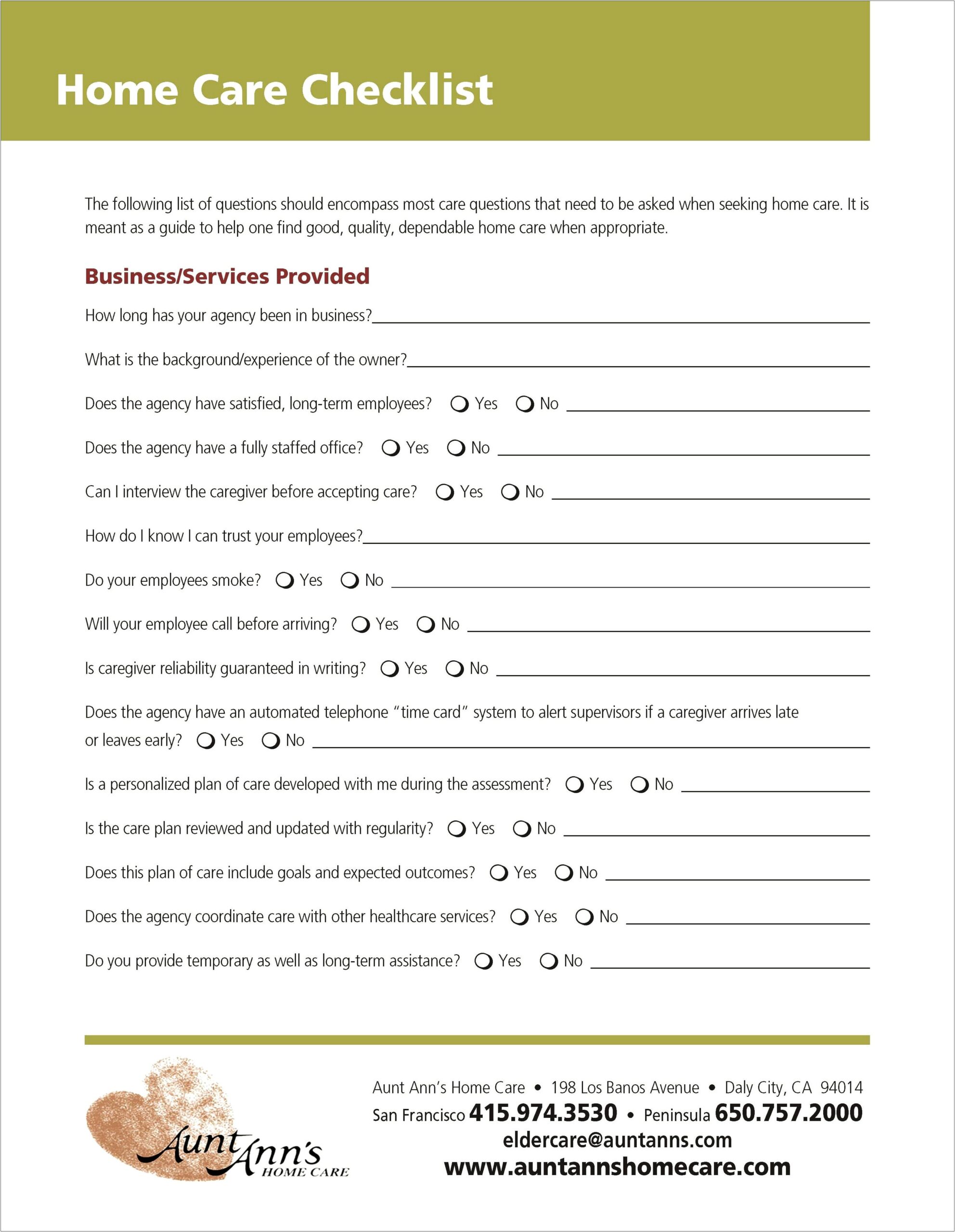 Plan Of Care Template For Home Health