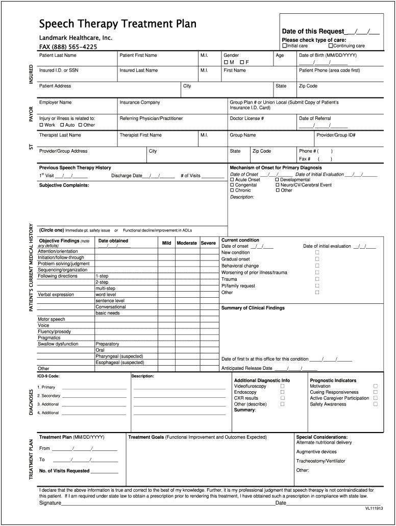 Plan Of Care Template For Speech Therapy