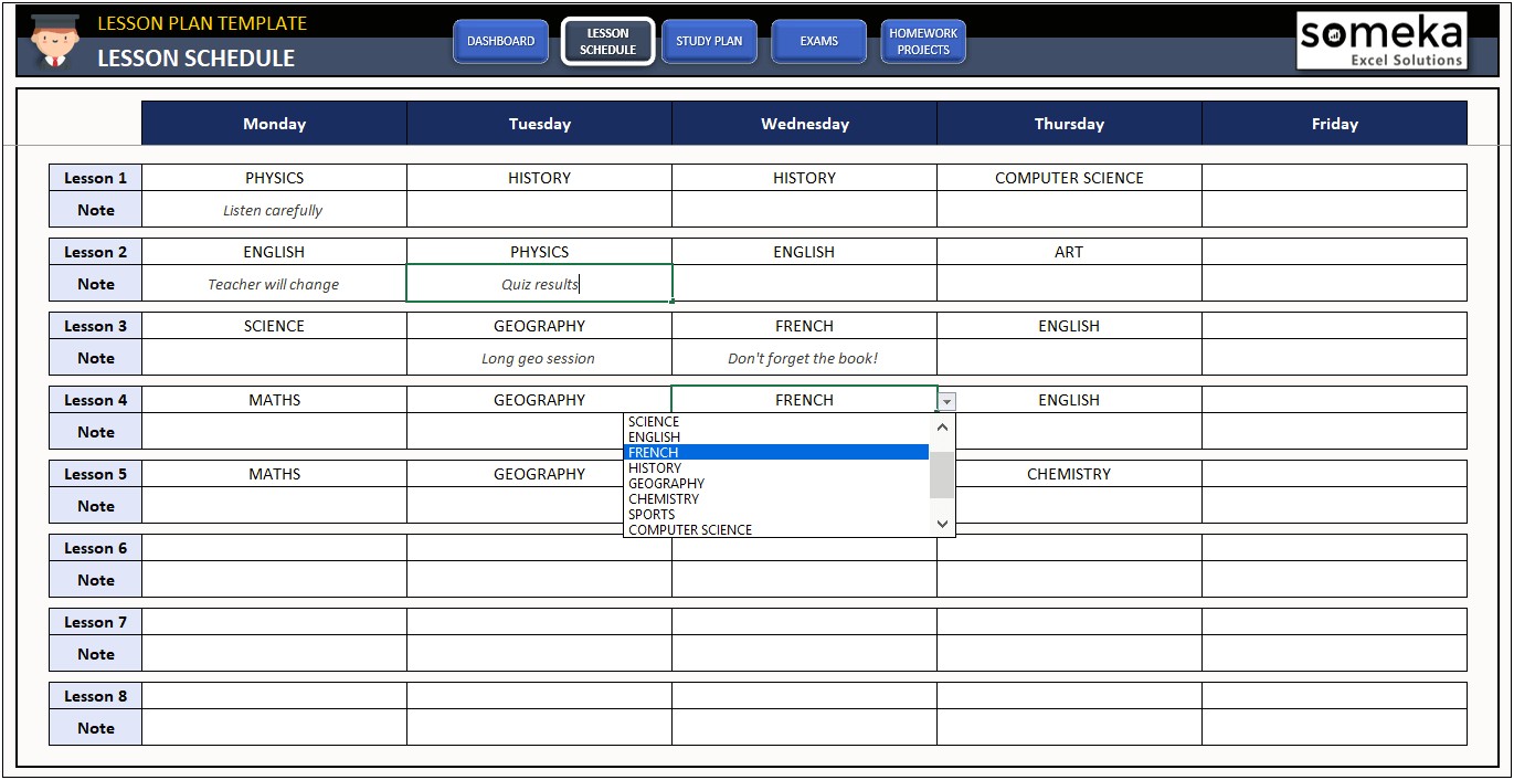 Plan Of Study Template In Excel