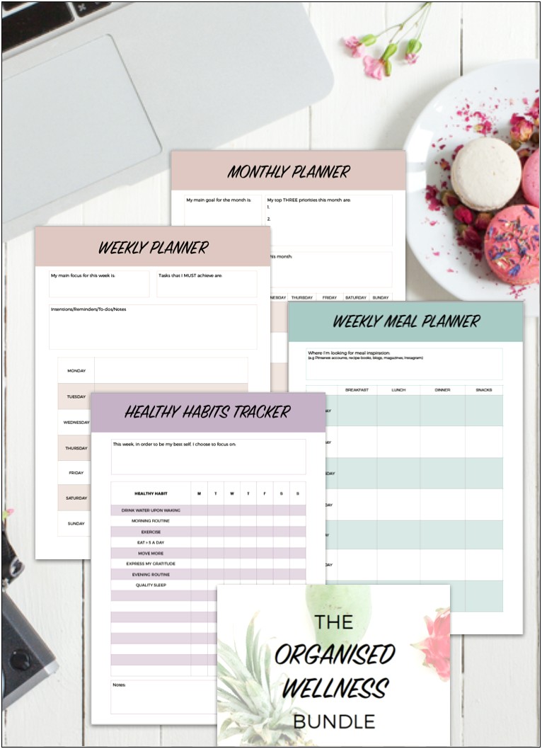 Planner Templates Journal Happiness Health Word