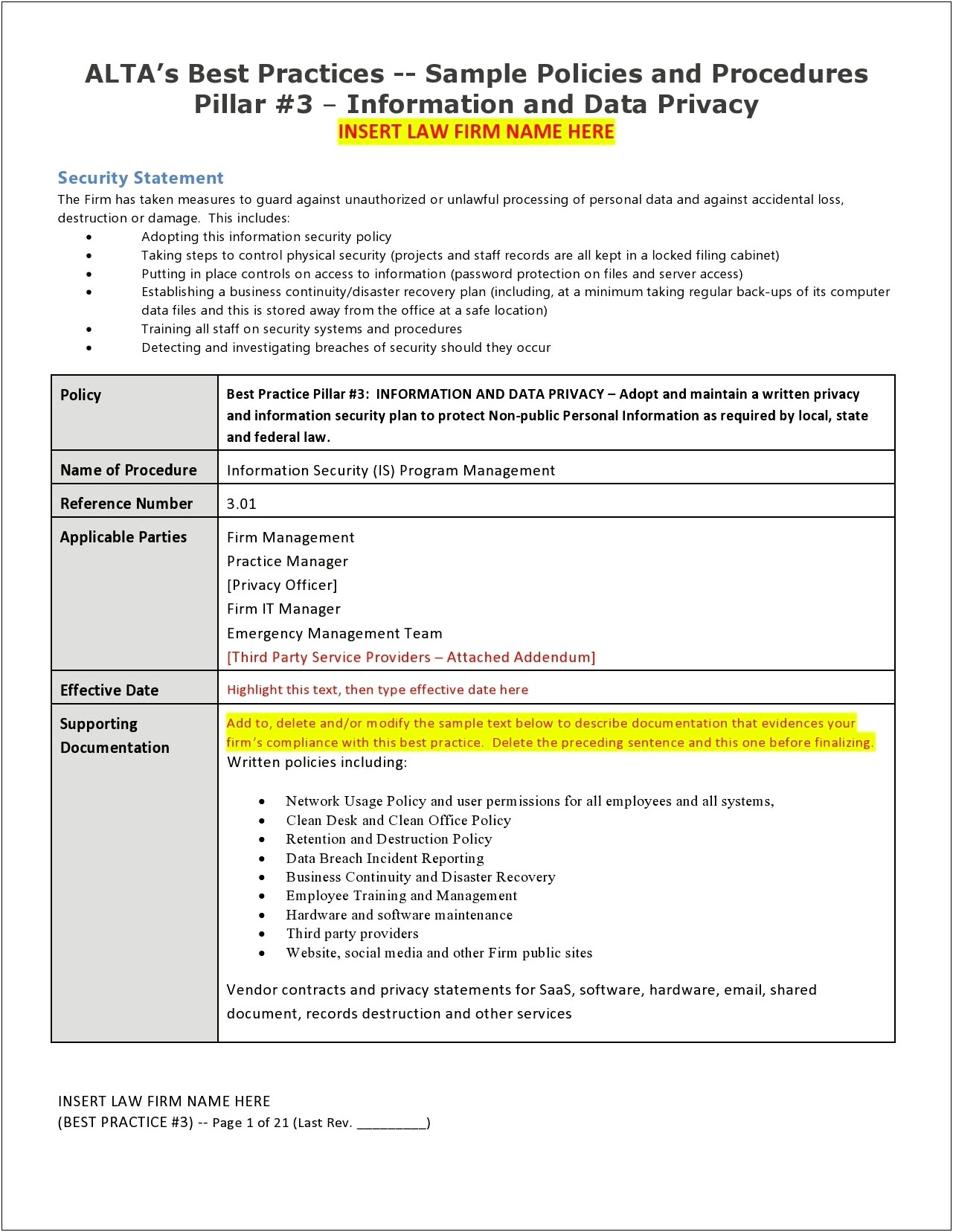 Policies And Procedures Manual Template Word