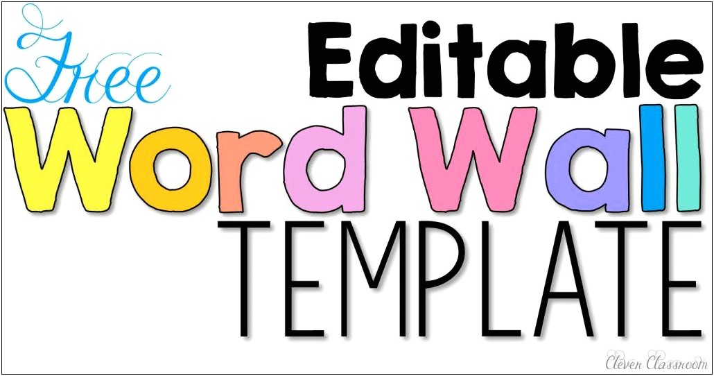 Portable Word Wall Template For Kindergarten