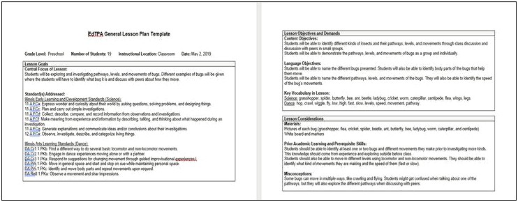 Post Lesson Consideration Edtpa Lesson Plan Template