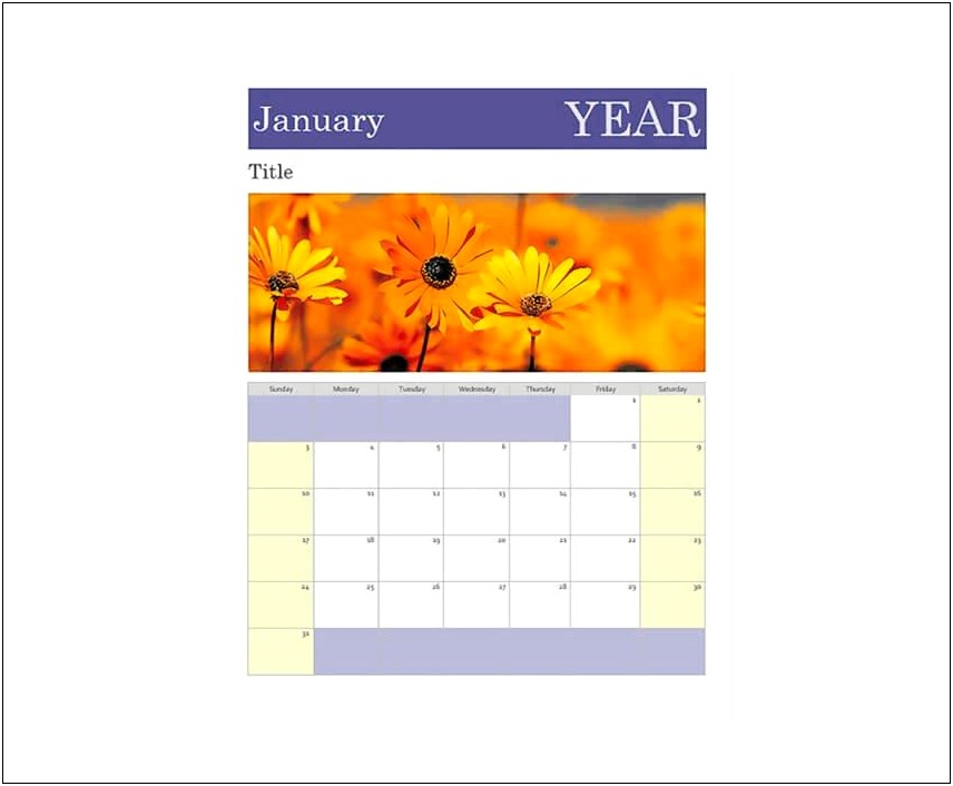 Potrait Monthly Planner Template In Word