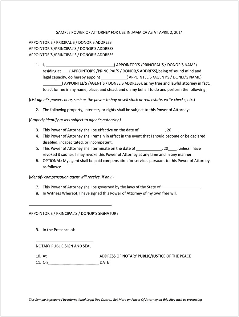 Power Of Attorney Template Word Document