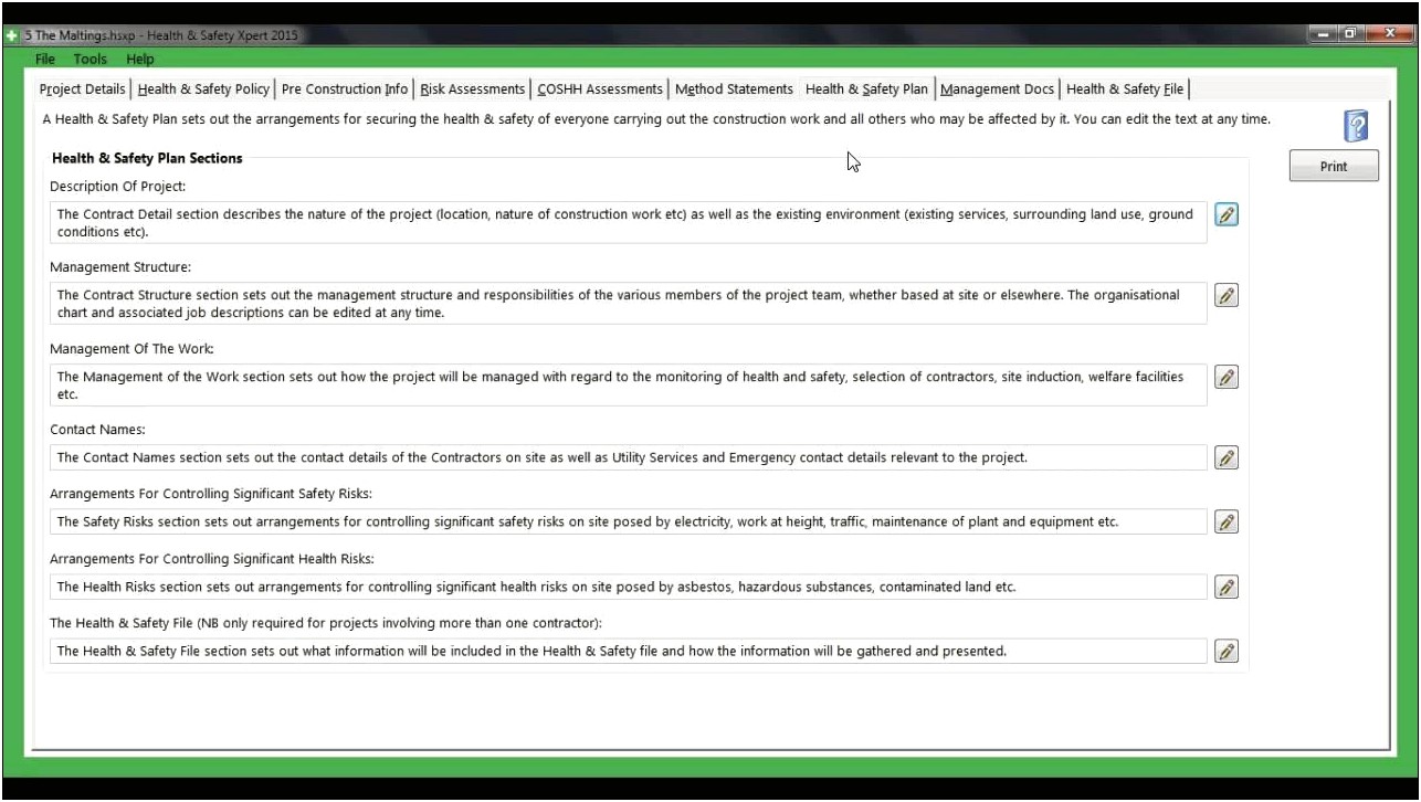 Pre Construction Phase Health And Safety Plan Template