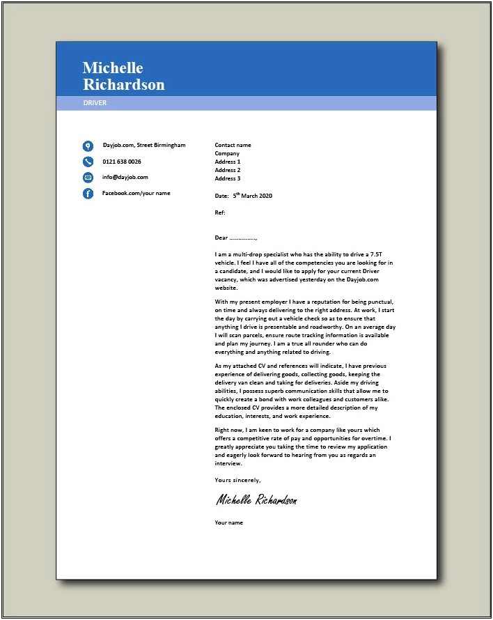 Pre Hire Letter For Truck Drivers Template