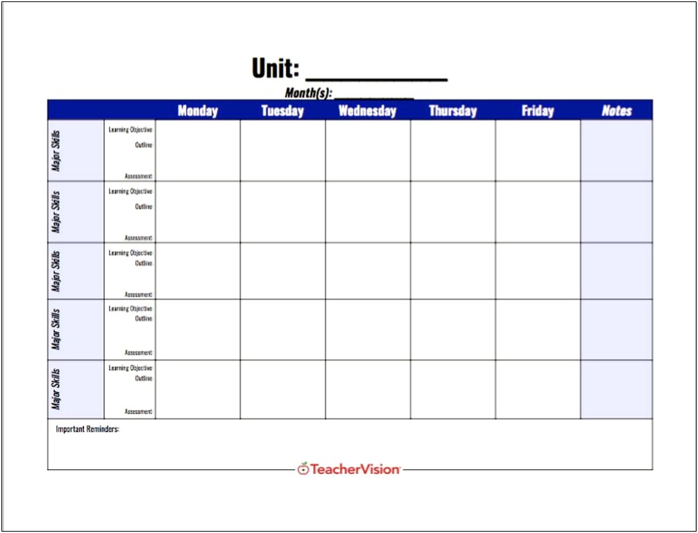 Pre K And Activity Plan Template